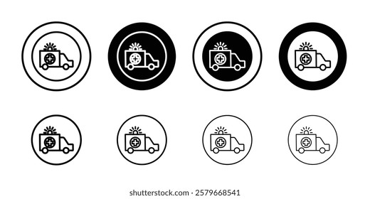 Ambulance icon Outline thin set pack series