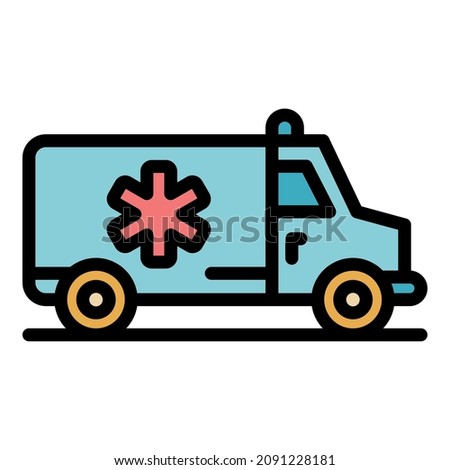 Ambulance icon. Outline ambulance vector icon color flat isolated