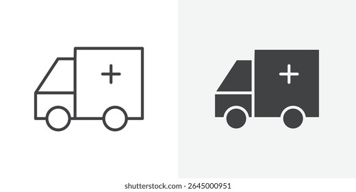 Ambulance icon Outline vector sign