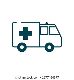ambulance icon over white background, line style, vector illustration