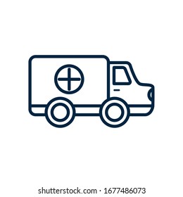 ambulance icon over white background, line style, vector illustration