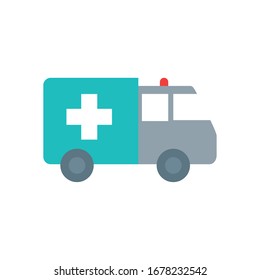 ambulance icon over white background, flat style, vector illustration