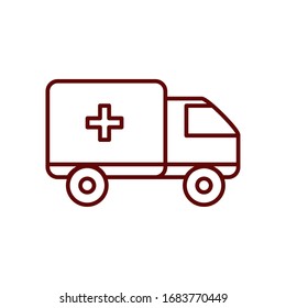 ambulance icon over white background, line style, vector illustration