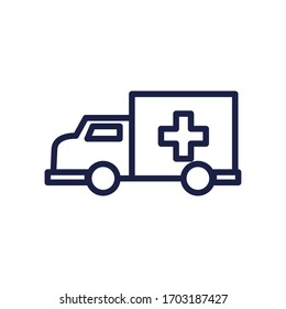 icono de ambulancia sobre fondo blanco, estilo de línea, ilustración vectorial
