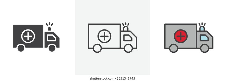 Paquete de iconos de ambulancia. Ilustración vectorial. EPS10