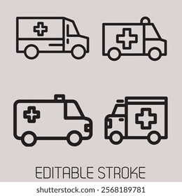 Ambulance icon, representing emergency medical services, designed with a simple and clear symbol to convey urgency and healthcare.