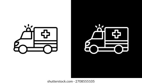 Ambulancia con diseño de conjunto de iconos