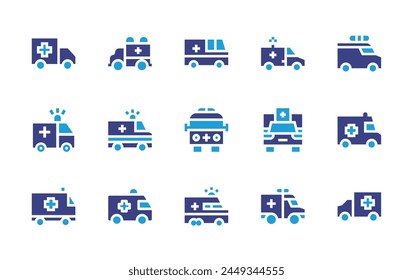 Ambulance icon set. Duotone color. Vector illustration. Containing ambulance, siren, alarm.