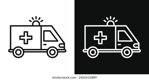 Ambulance icon set. Emergency rescue van vector symbol and medical ambulance icon.