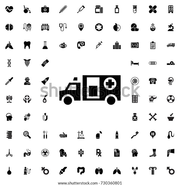 Ambulance icon. set\
of filled medicine\
icons.