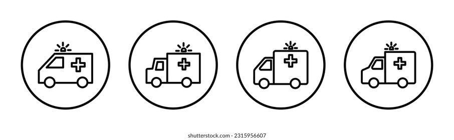 Ambulance icon set illustration. ambulance truck sign and symbol. ambulance car