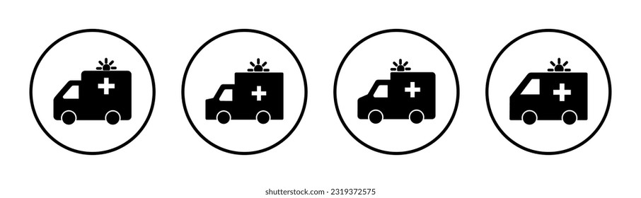 Ambulance icon set illustration. ambulance truck sign and symbol. ambulance car