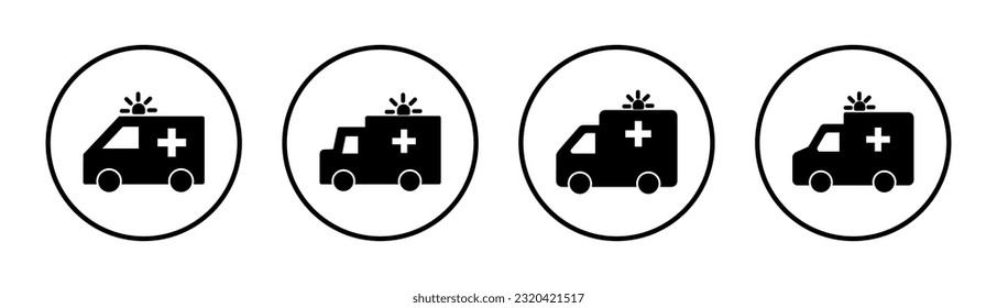 Ambulance icon set illustration. ambulance truck sign and symbol. ambulance car