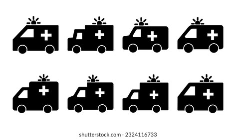 Ambulance icon set illustration. ambulance truck sign and symbol. ambulance car