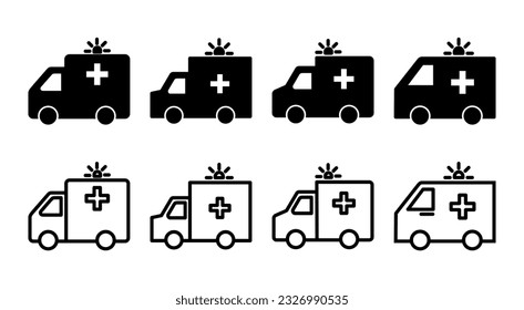 Ambulance icon set illustration. ambulance truck sign and symbol. ambulance car