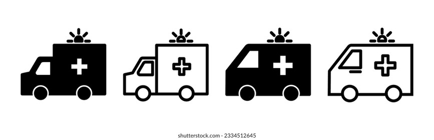 Ambulance icon set illustration. ambulance truck sign and symbol. ambulance car