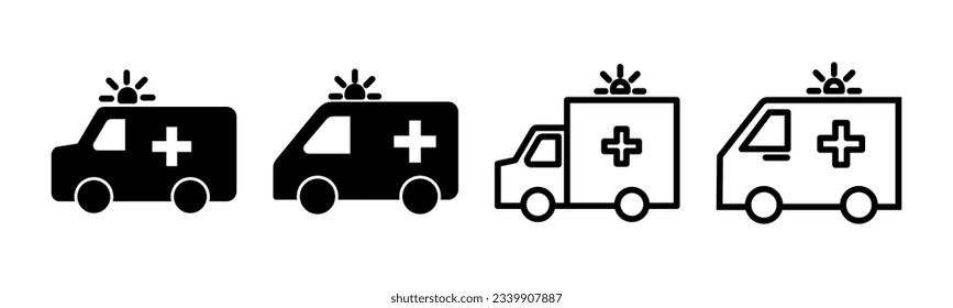 Ambulance icon set illustration. ambulance truck sign and symbol. ambulance car