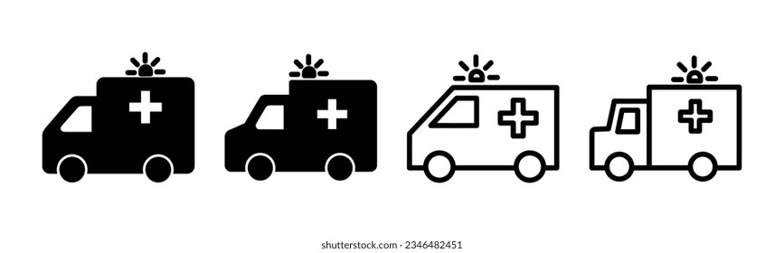 Ambulance icon set illustration. ambulance truck sign and symbol. ambulance car