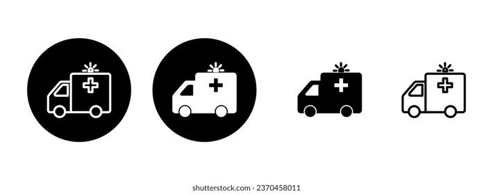 Ambulance icon set illustration. ambulance truck sign and symbol. ambulance car