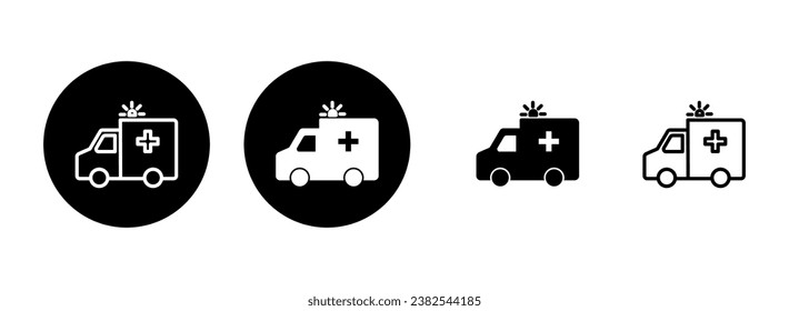 Ambulance icon set illustration. ambulance truck sign and symbol. ambulance car