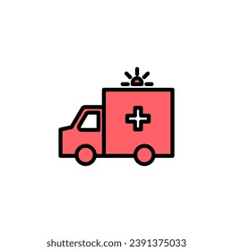 Ambulance icon set illustration. ambulance truck sign and symbol. ambulance car