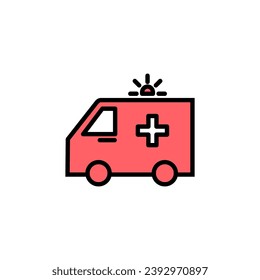 Ambulance icon set illustration. ambulance truck sign and symbol. ambulance car