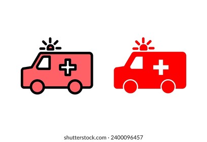 Ambulance icon set illustration. ambulance truck sign and symbol. ambulance car