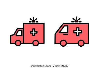 Ambulance icon set illustration. ambulance truck sign and symbol. ambulance car