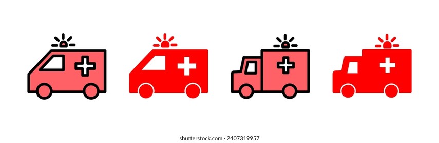 Ambulance icon set illustration. ambulance truck sign and symbol. ambulance car