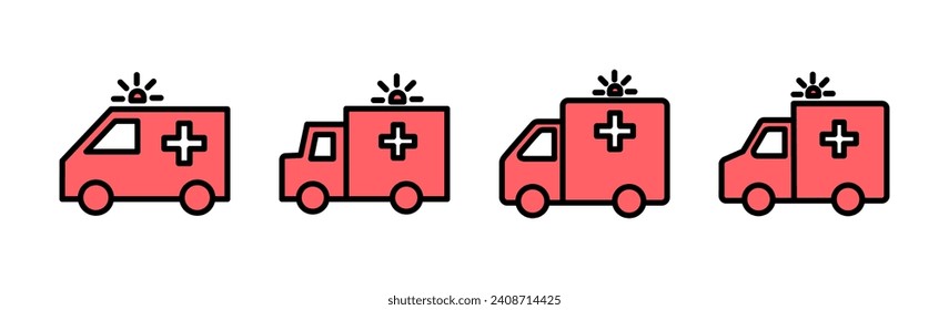 Ambulance icon set illustration. ambulance truck sign and symbol. ambulance car