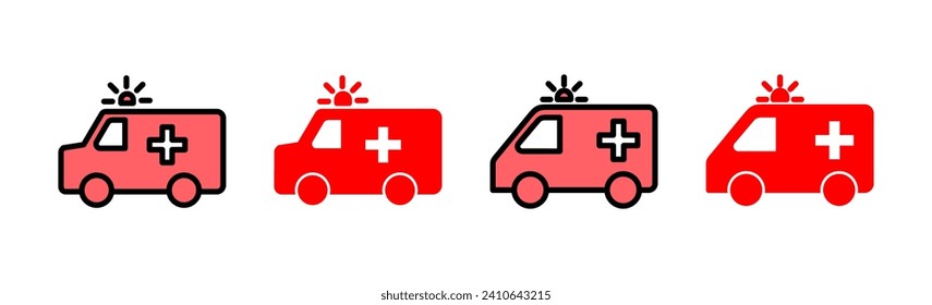 Ambulance icon set illustration. ambulance truck sign and symbol. ambulance car