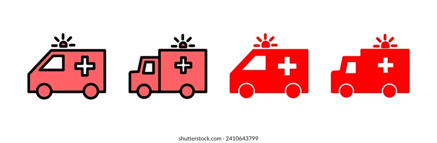 Ambulance icon set illustration. ambulance truck sign and symbol. ambulance car