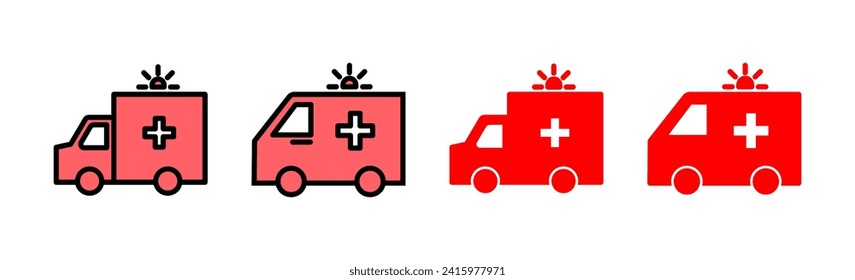 Ambulance icon set illustration. ambulance truck sign and symbol. ambulance car