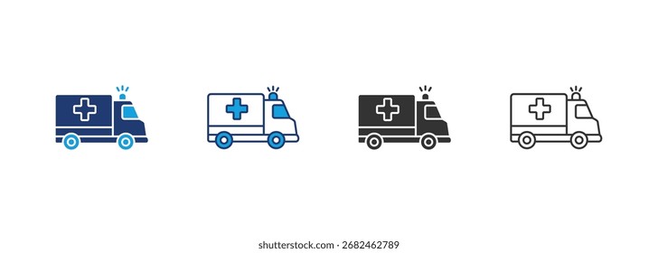 Conjunto de iconos de ambulancia Colección de estilo múltiple