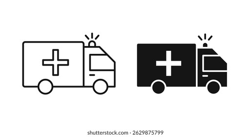 Ambulance icon set on white background