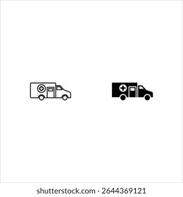 Ambulance icon set on white background.