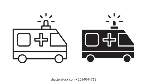 Ambulance icon set in thin line. vector illustrations for web