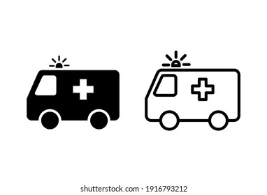 Ambulance icon set. ambulance truck icon vector. ambulance car