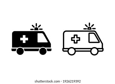Ambulance icon set. ambulance truck icon vector. ambulance car