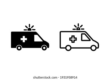 Ambulance icon set. ambulance truck icon vector. ambulance car