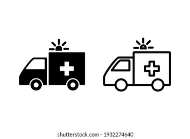 Ambulance icon set. ambulance truck icon vector. ambulance car