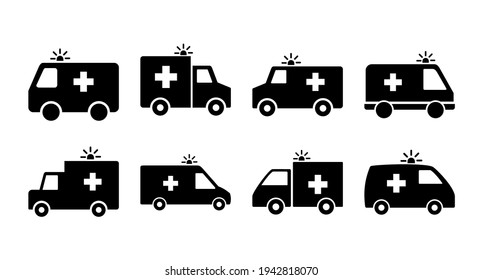 Ambulance icon set. ambulance truck icon vector. ambulance car