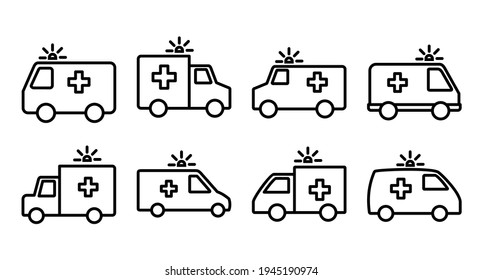 Ambulance icon set. ambulance truck icon vector. ambulance car