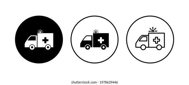 Ambulance icon set. ambulance truck icon vector. ambulance car