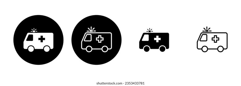 Juego de iconos de ambulancia. vector de icono del camión de ambulancia. coche de ambulancia