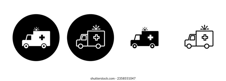 Juego de iconos de ambulancia. vector de icono del camión de ambulancia. coche de ambulancia