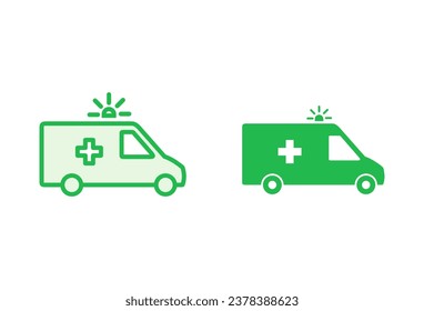 Juego de iconos de ambulancia. vector de icono del camión de ambulancia. coche de ambulancia