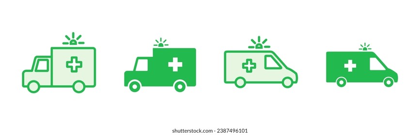 Ambulance icon set. ambulance truck icon vector. ambulance car