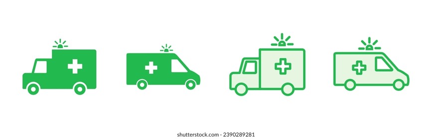 Ambulance icon set. ambulance truck icon vector. ambulance car