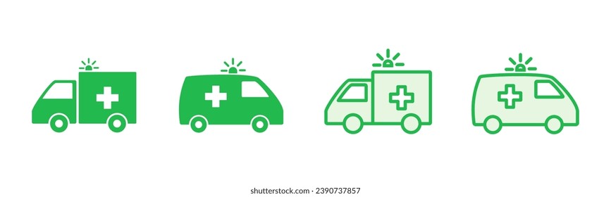 Ambulance icon set. ambulance truck icon vector. ambulance car